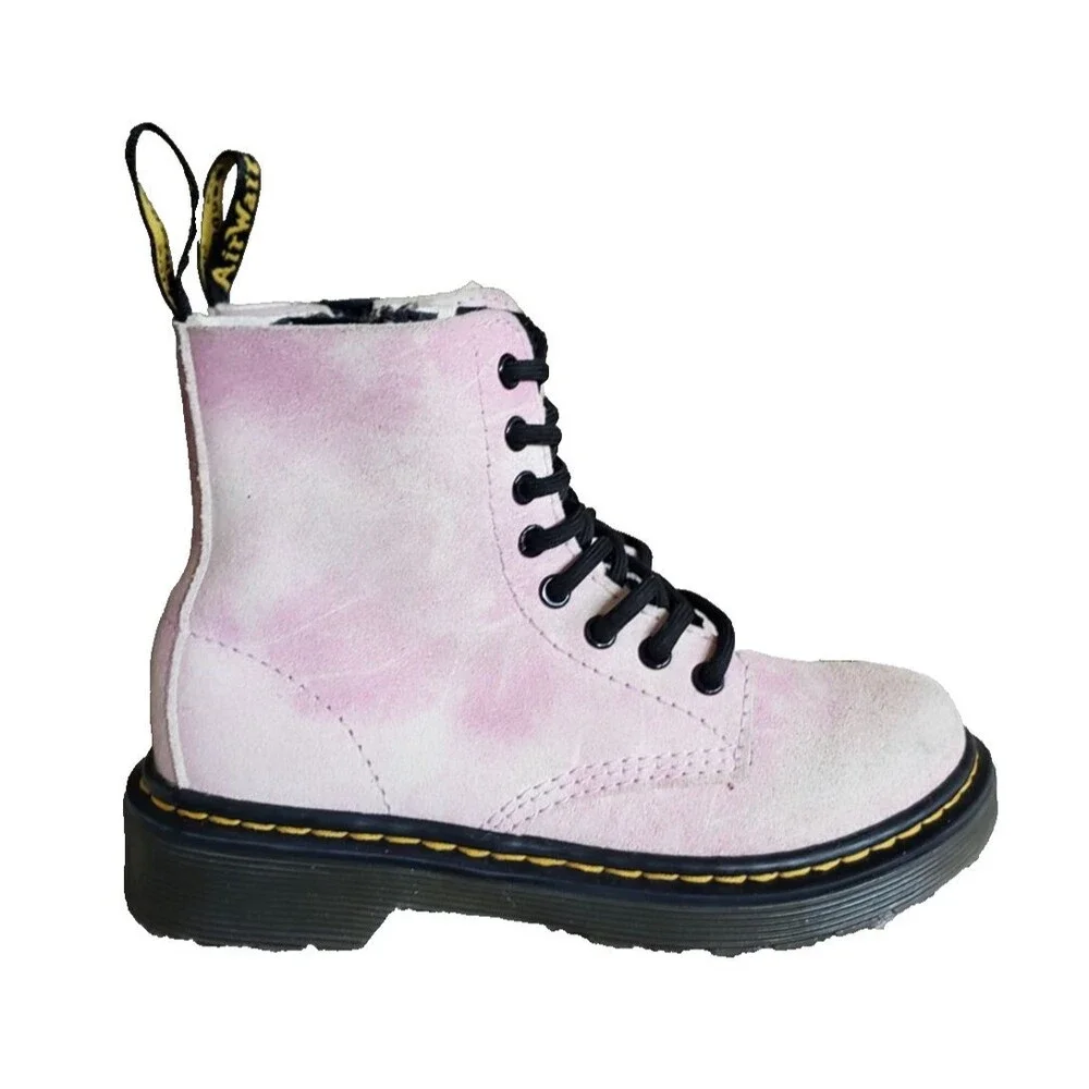 Dr. Martens 1460 Pascal J Boots Kids Size 12 Pink Suede Tie Dye Combat Zip Fairy